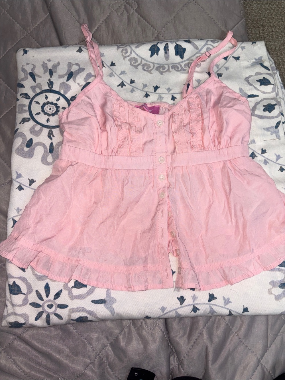 Edikted sz xs Women's Cotton Ruffle Camisole Tank Top